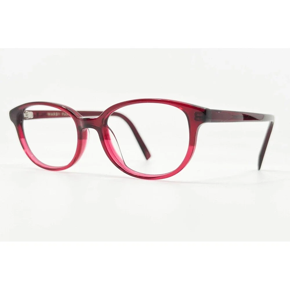 Warby Parker Ira Eyeglasses Womens Red Oval Frames 49-16-140